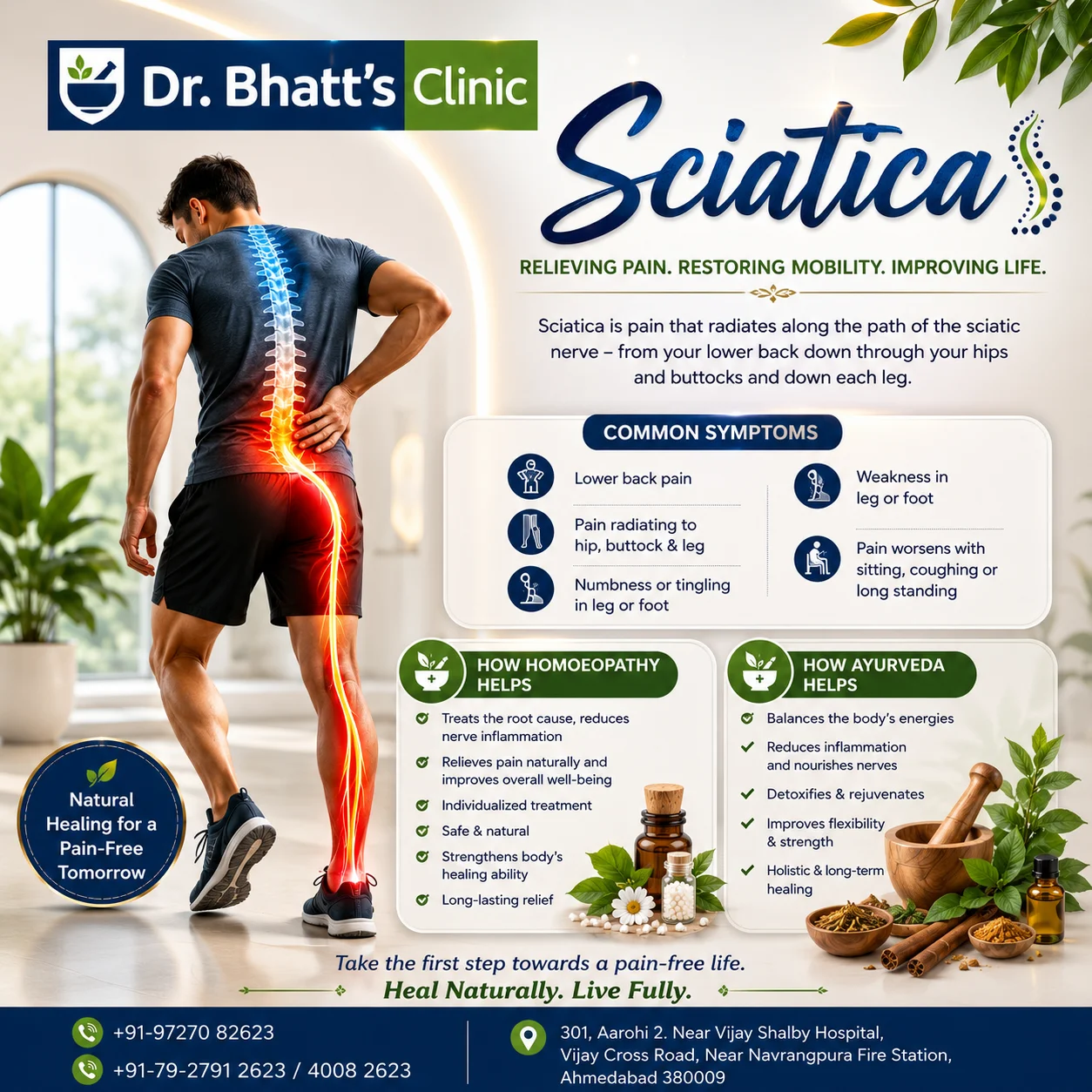 Sciatica: Causes, Symptoms & Natural Management with Homoeopathy and Ayurveda