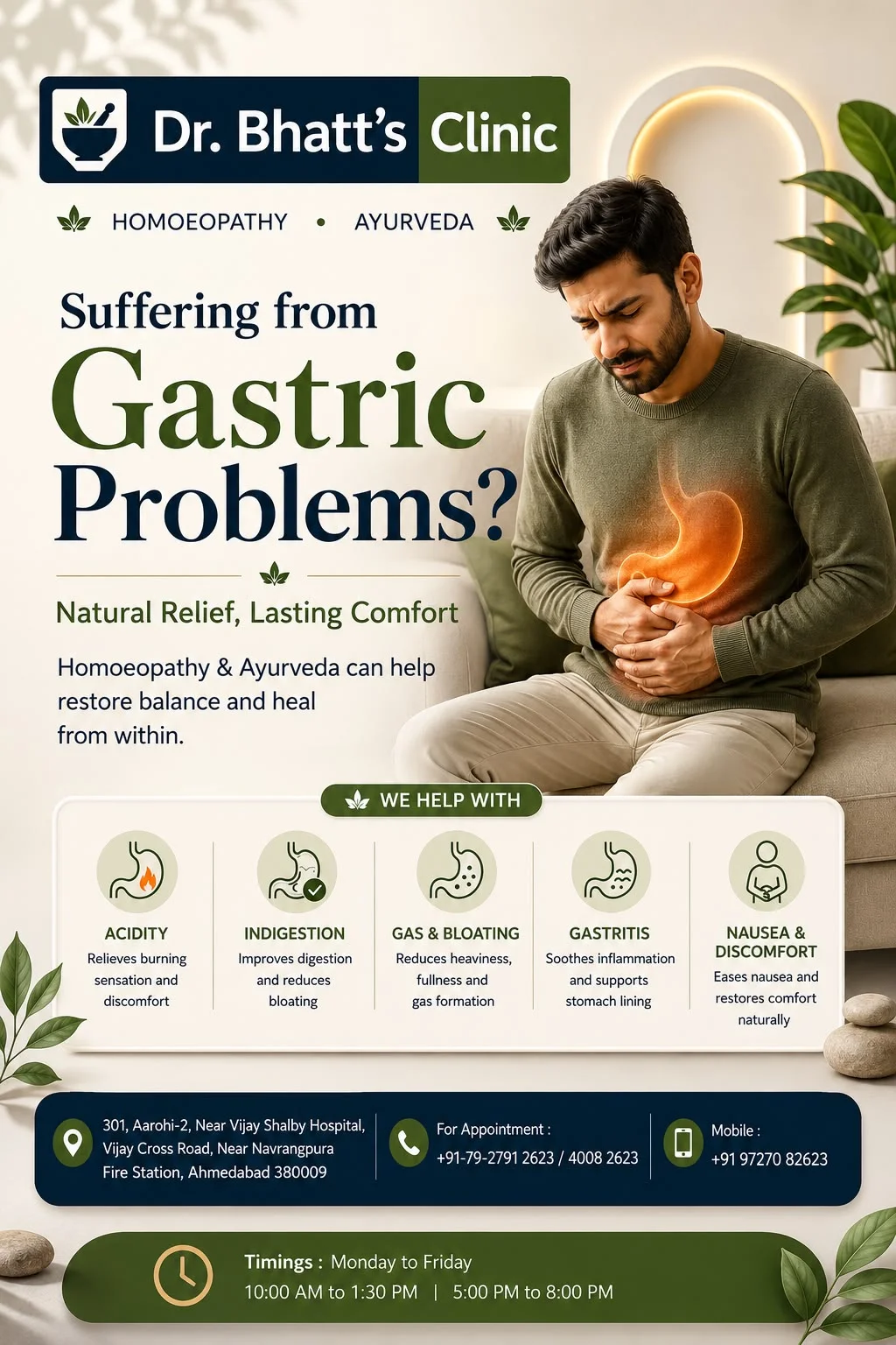 Gastric Problems: Causes, Symptoms & Natural Management with Homoeopathy and Ayurveda